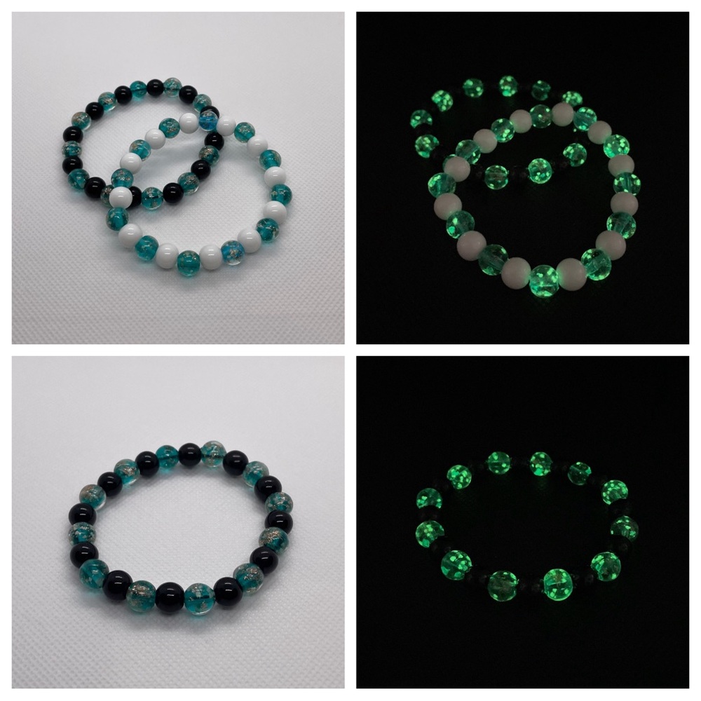 Glow In The Dark 2 Piece Bracelet Set ~ Teal